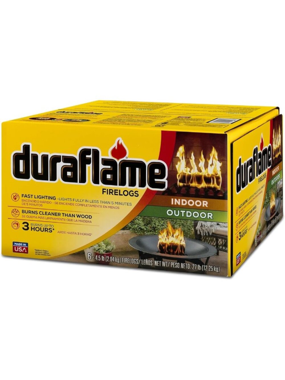 6-Pack Indoor/Outdoor Fire Logs for Fireplace & Fire Pit - 3-Hour Burn Time